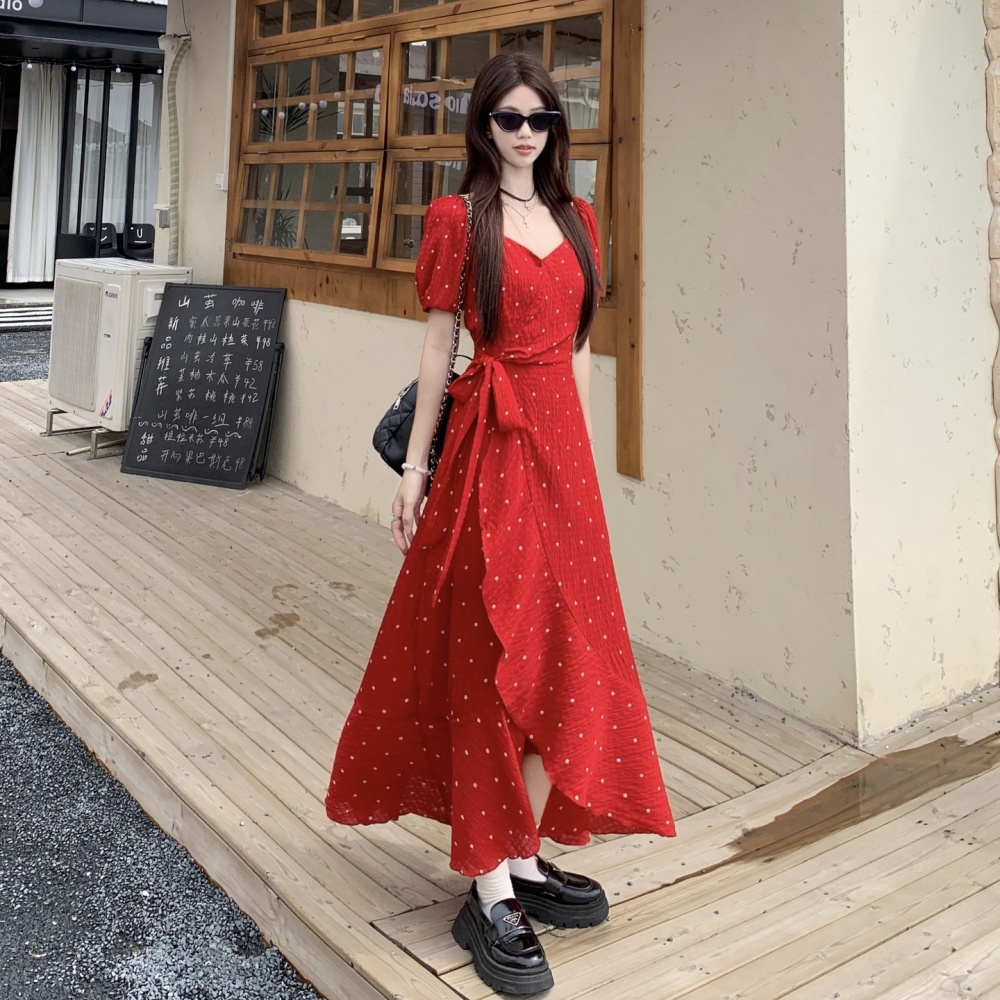 A-line irregular skirt hem large yard dress
