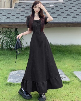Temperament large yard dress square collar slim long dress