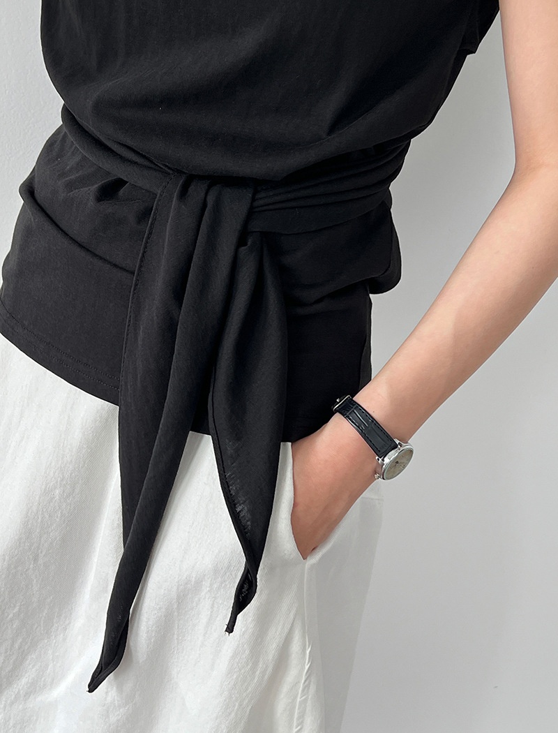 Pinched waist T-shirt bandage tops for women