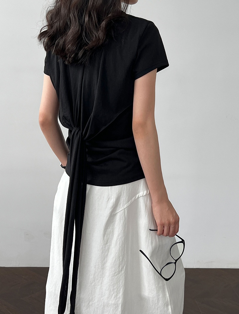 Pinched waist T-shirt bandage tops for women