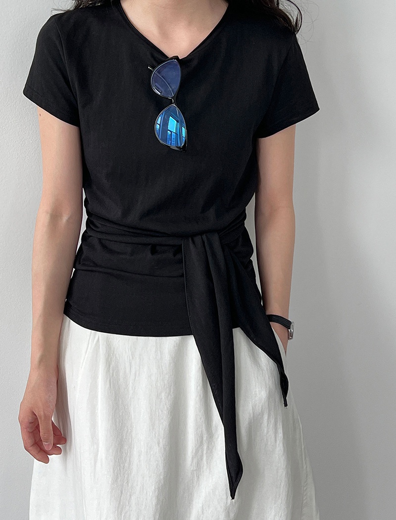 Pinched waist T-shirt bandage tops for women