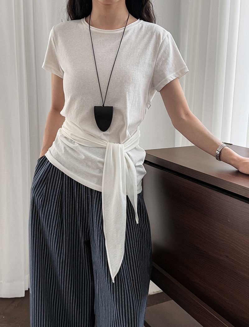 Pinched waist T-shirt bandage tops for women