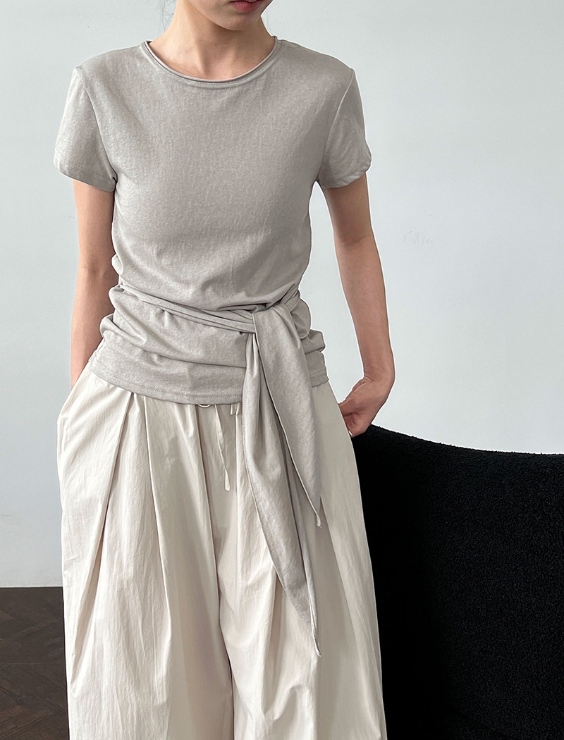 Pinched waist T-shirt bandage tops for women