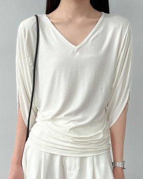 Short sleeve T-shirt pinched waist tops for women