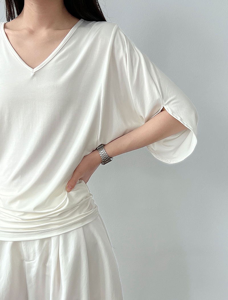 Short sleeve T-shirt pinched waist tops for women