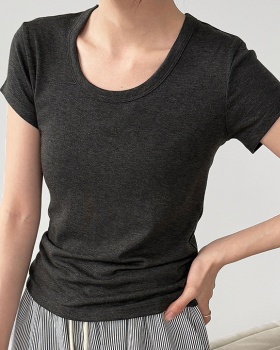 Short sleeve summer tops U-neck T-shirt for women