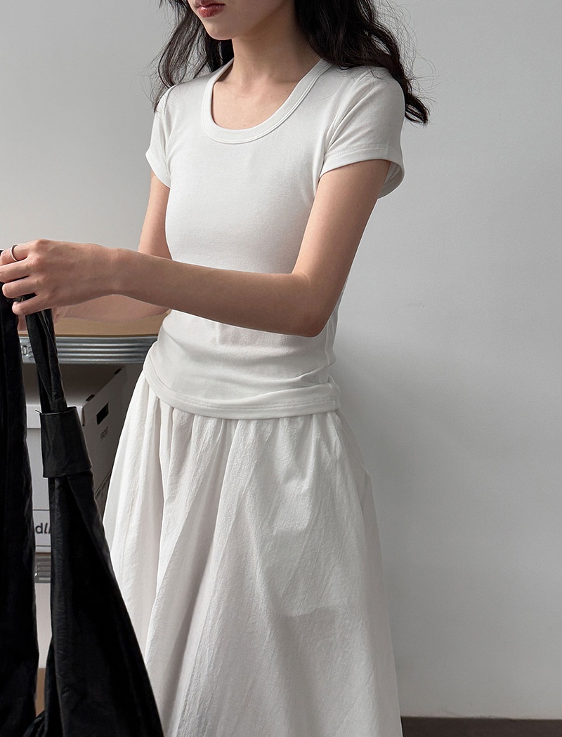 Short sleeve summer tops U-neck T-shirt for women