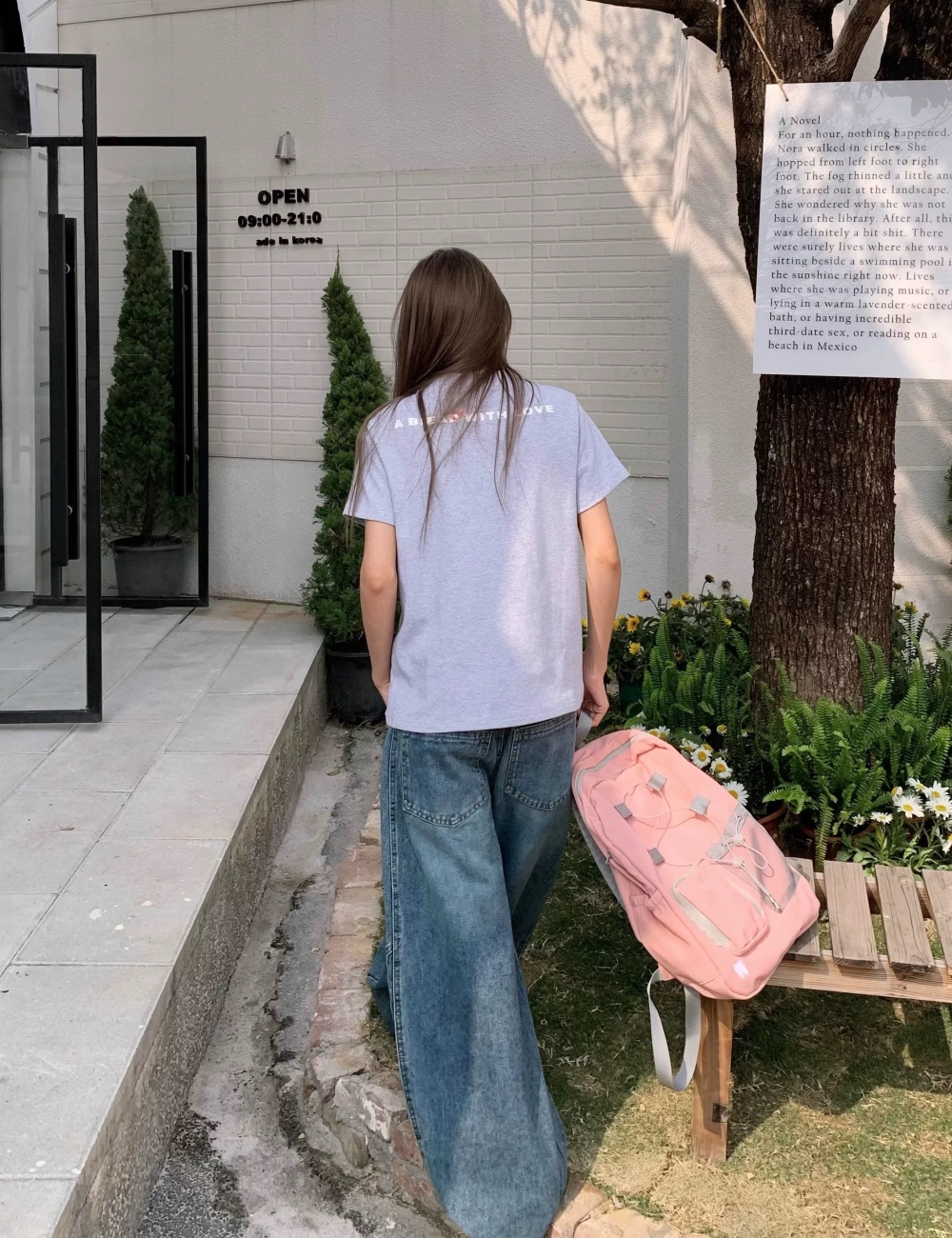 Stripe wide leg street washed straight pants retro jeans