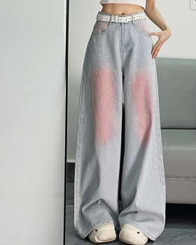 Summer straight pants jeans loose long pants for women