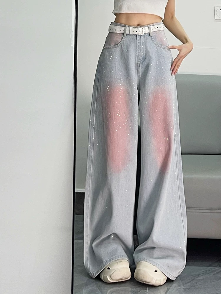 Summer straight pants jeans loose long pants for women