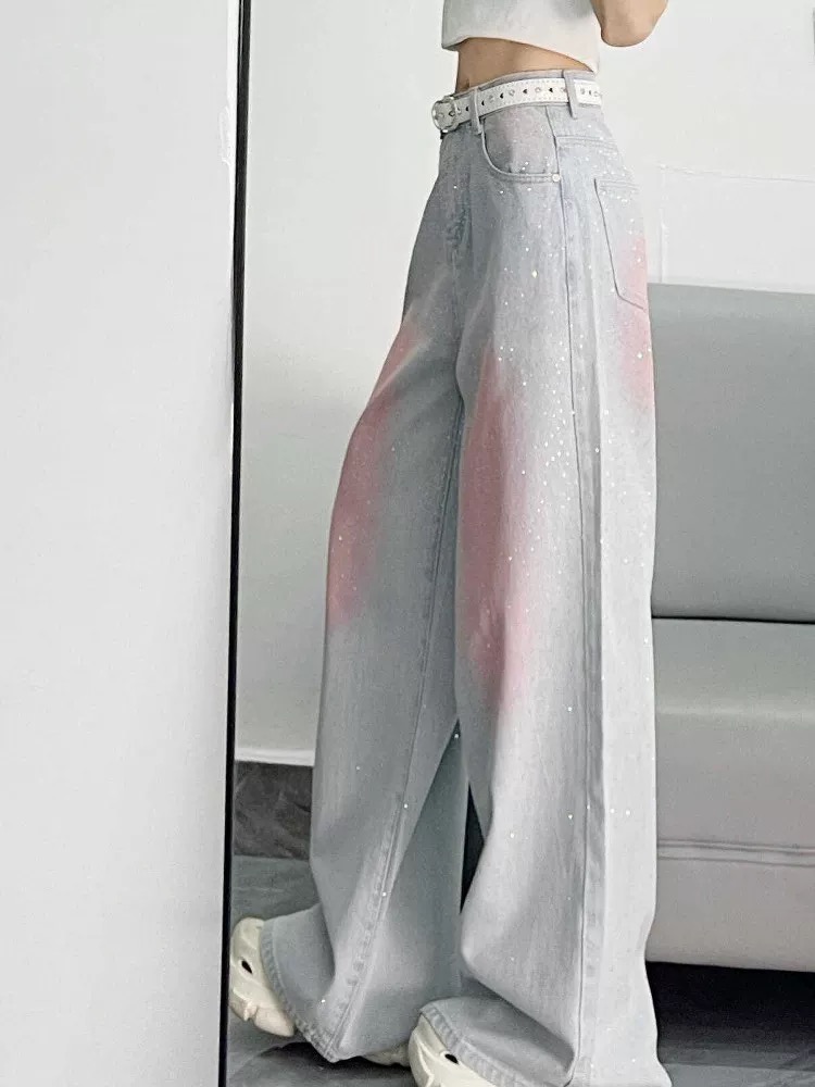 Summer straight pants jeans loose long pants for women