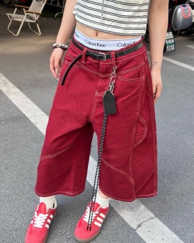 All-match Casual cropped pants retro loose jeans for women