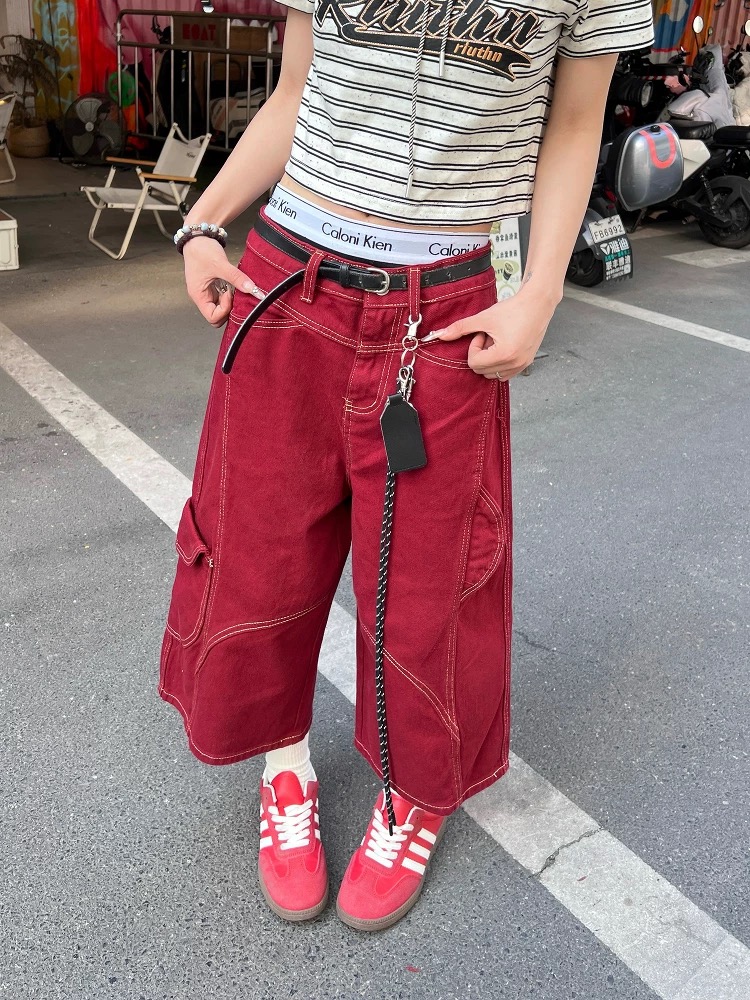 All-match Casual cropped pants retro loose jeans for women