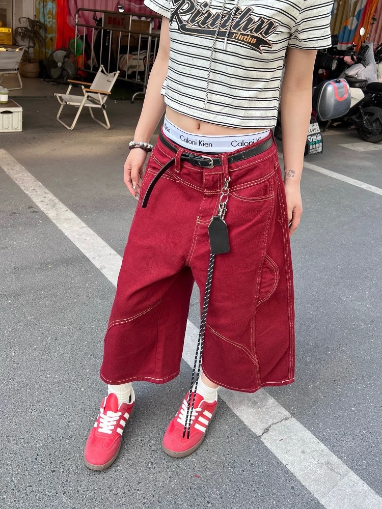 All-match Casual cropped pants retro loose jeans for women