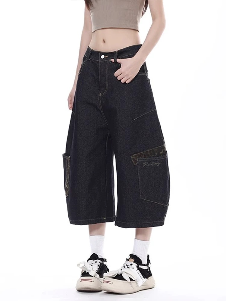 Large pockets work clothing short jeans for women