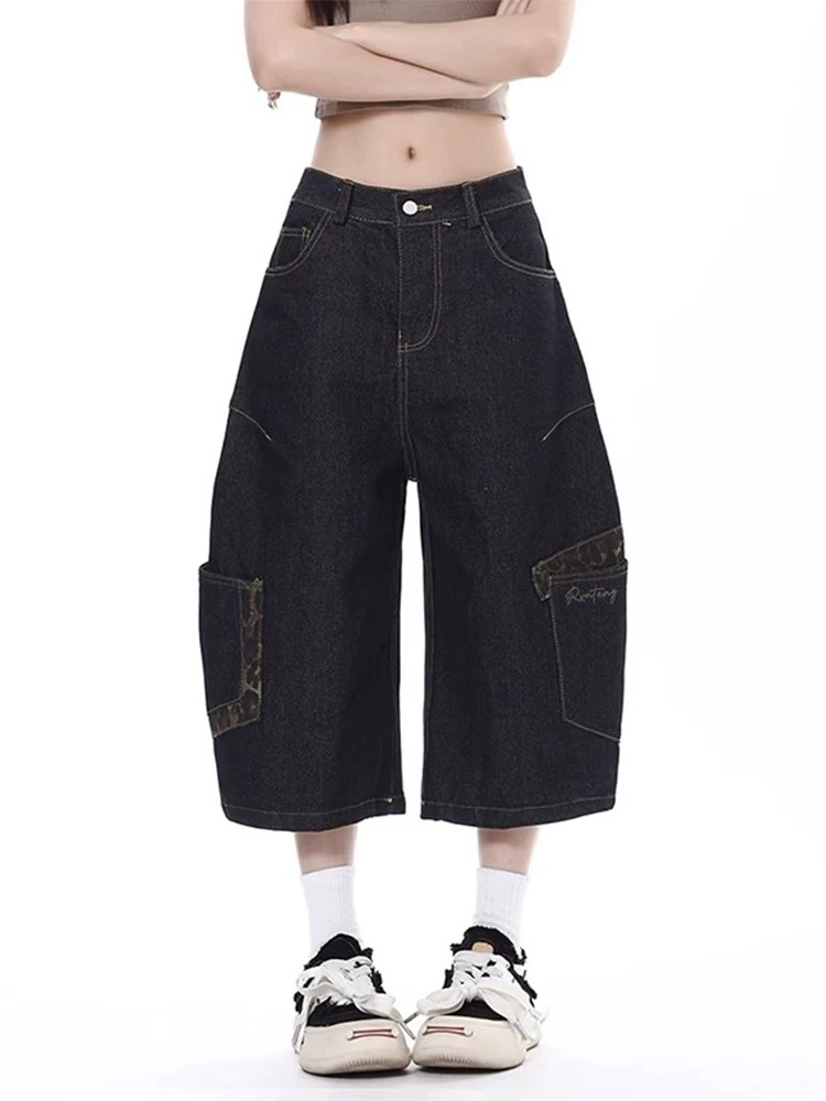 Large pockets work clothing short jeans for women