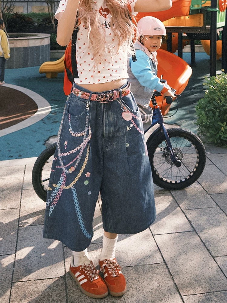 Korean style colors summer shorts seven tenths couples jeans