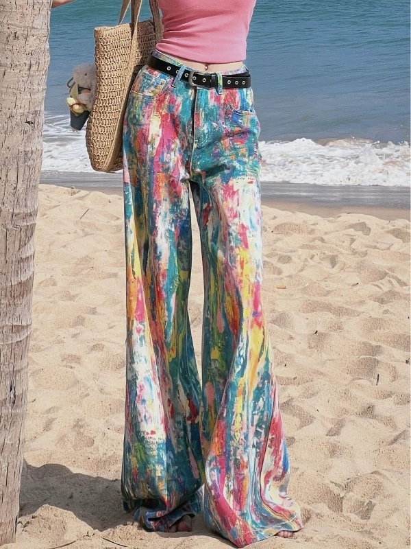 Summer colors wide leg pants slim fashion jeans
