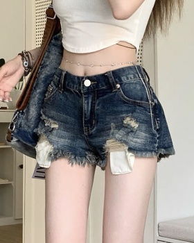 Slim low-waist shorts retro short jeans for women