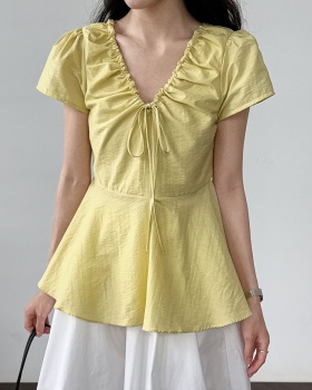 V-neck frenum tops summer shirt for women