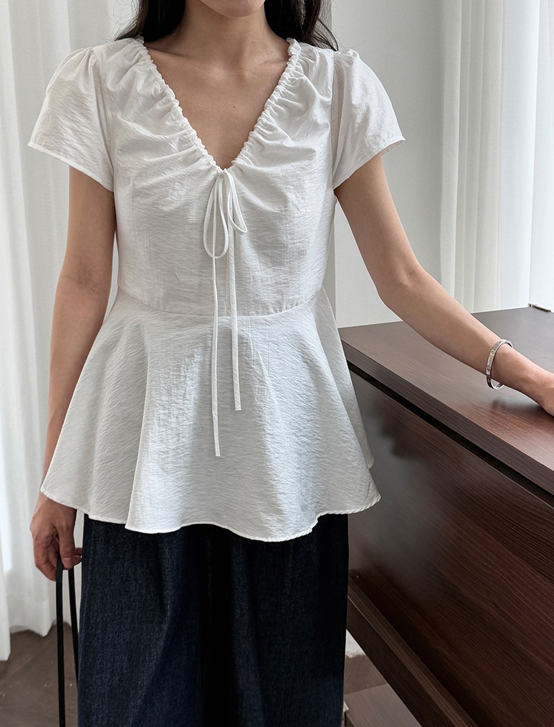 V-neck frenum tops summer shirt for women
