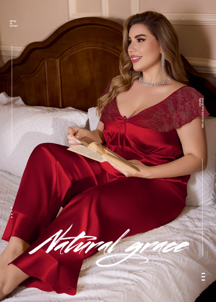 Silk multicolor pajamas summer long pants a set for women