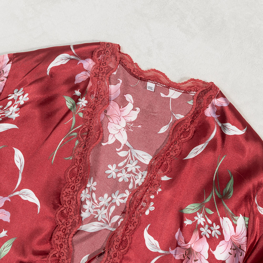 Large yard sexy printing pajamas 4pcs set for women