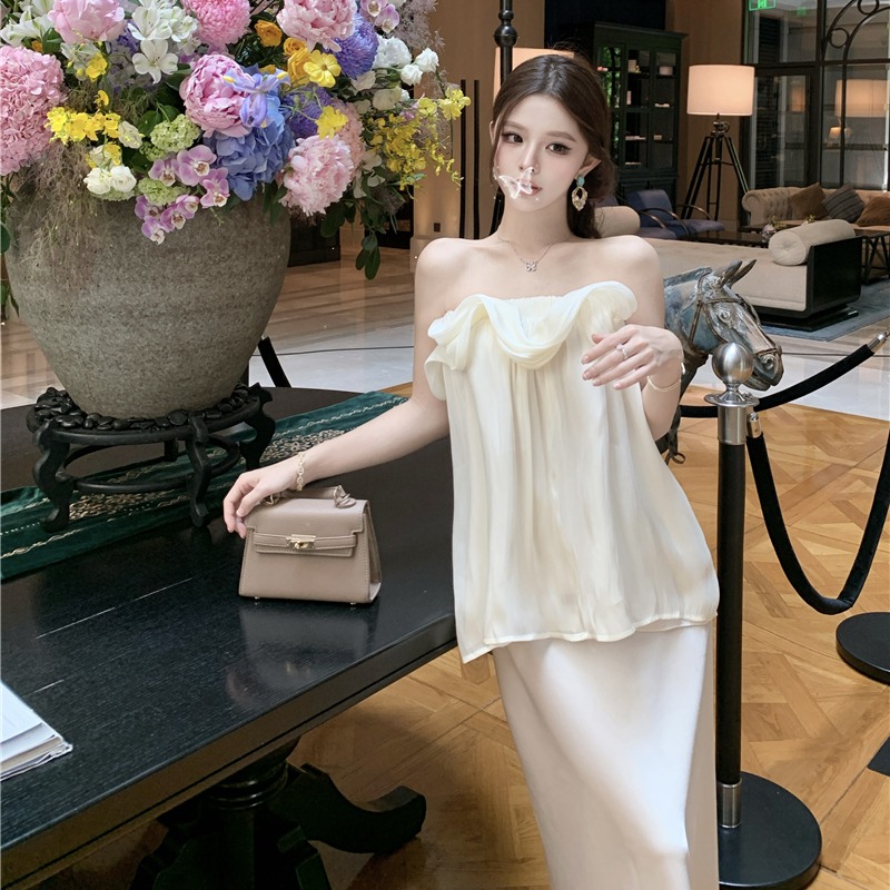 Enticement strapless vest summer chiffon tops
