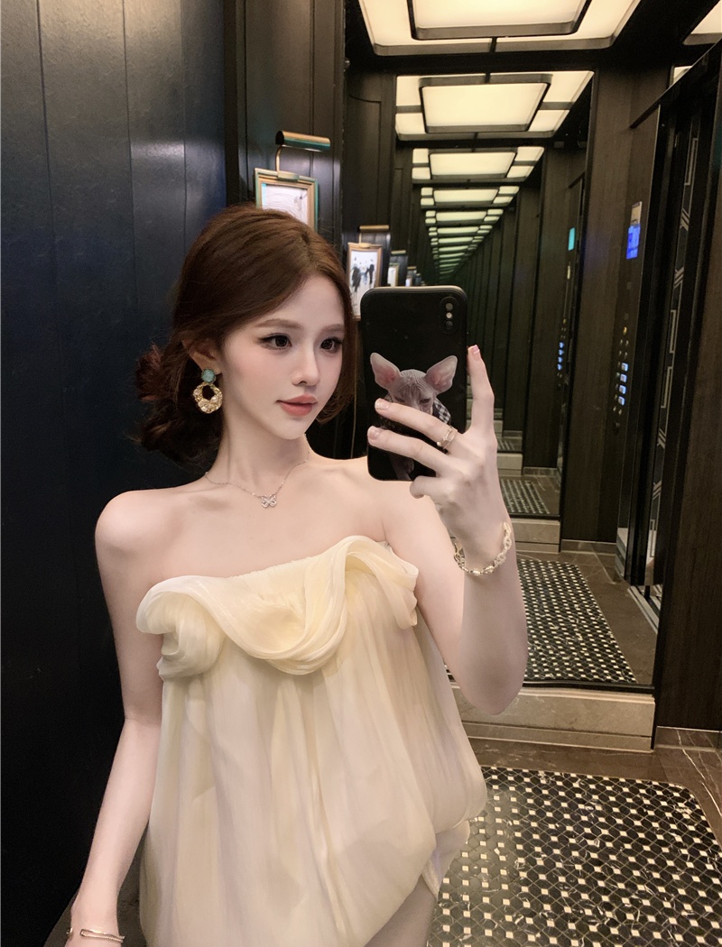 Enticement strapless vest summer chiffon tops