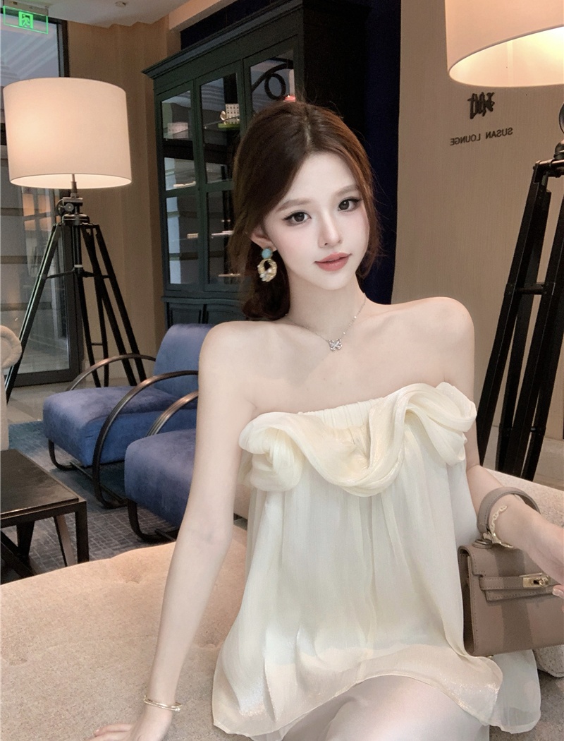 Enticement strapless vest summer chiffon tops