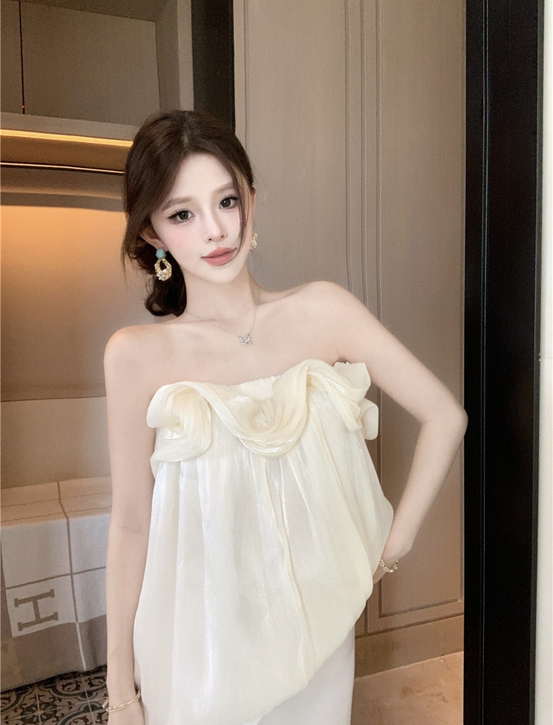Enticement strapless vest summer chiffon tops