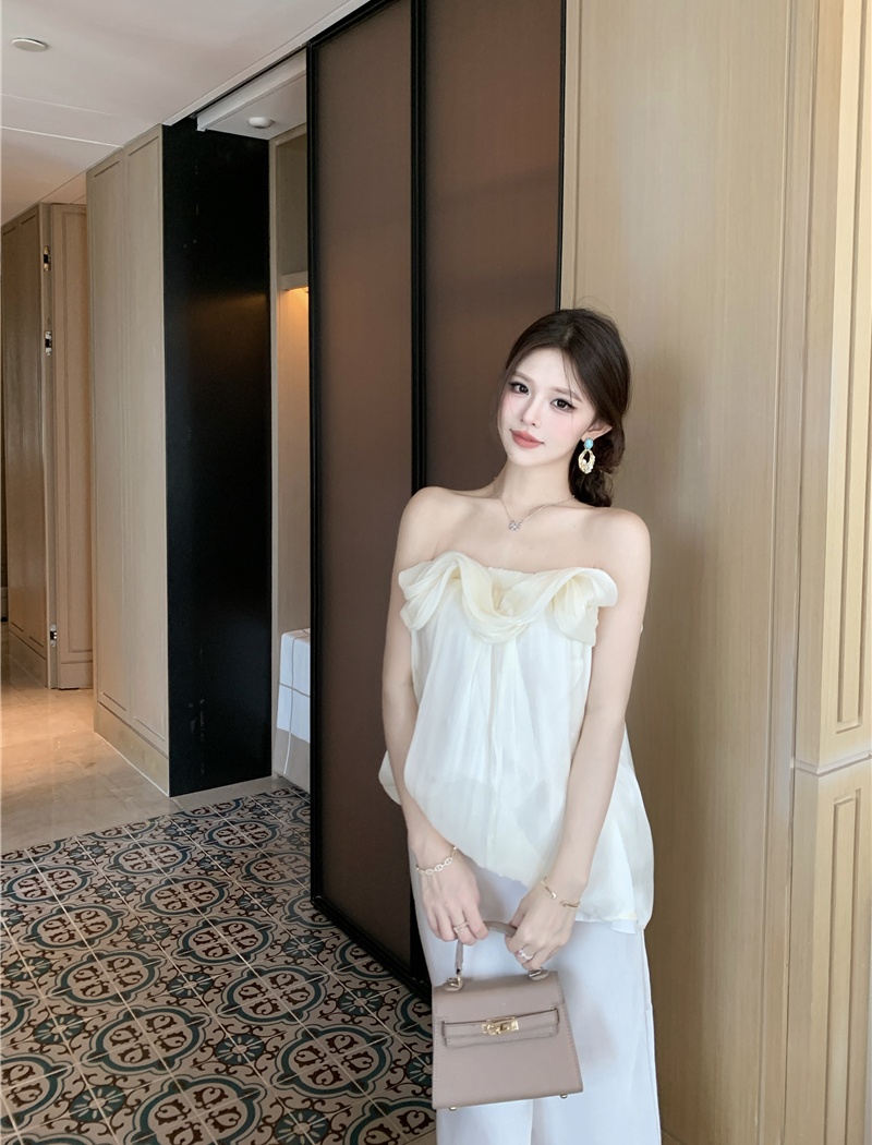 Enticement strapless vest summer chiffon tops