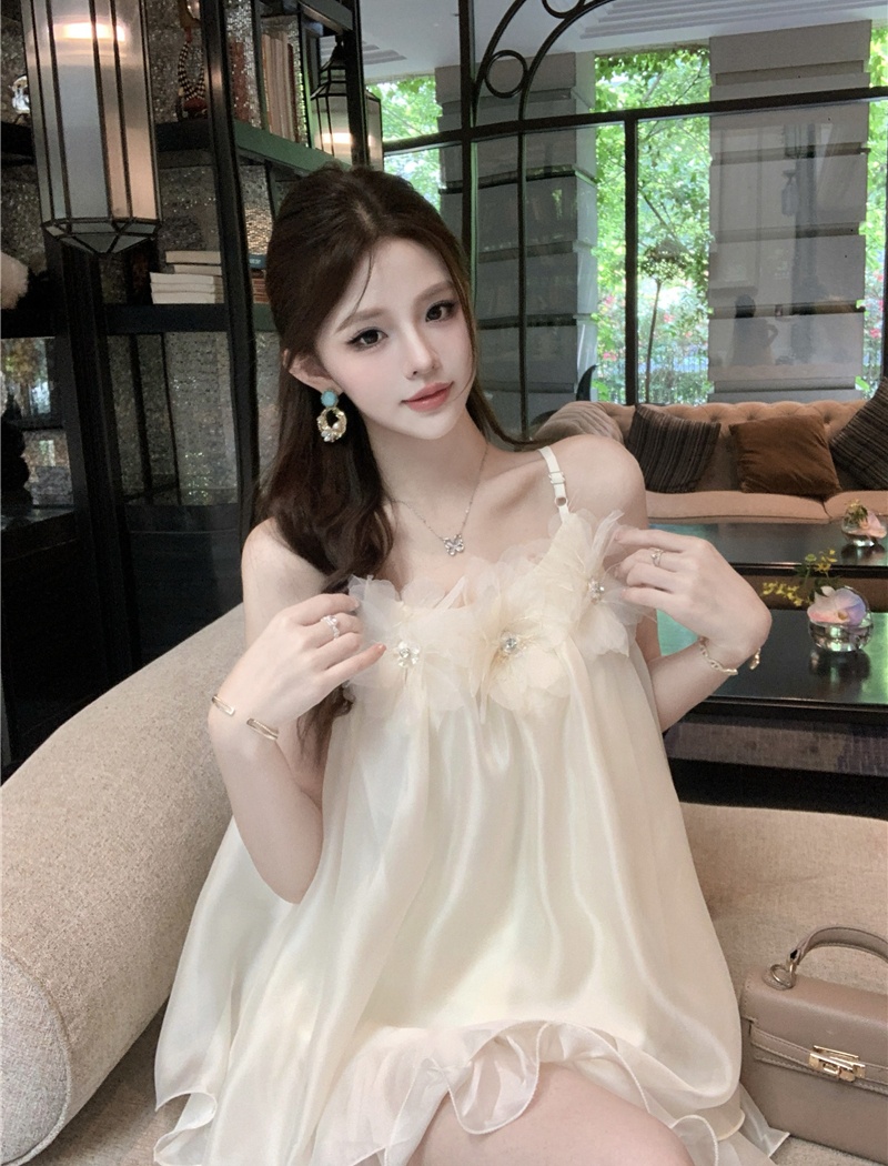 Temperament flowers shirt sling summer tops for women