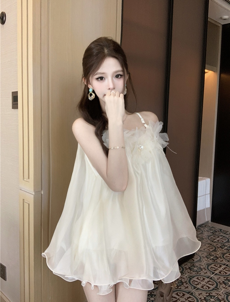 Temperament flowers shirt sling summer tops for women