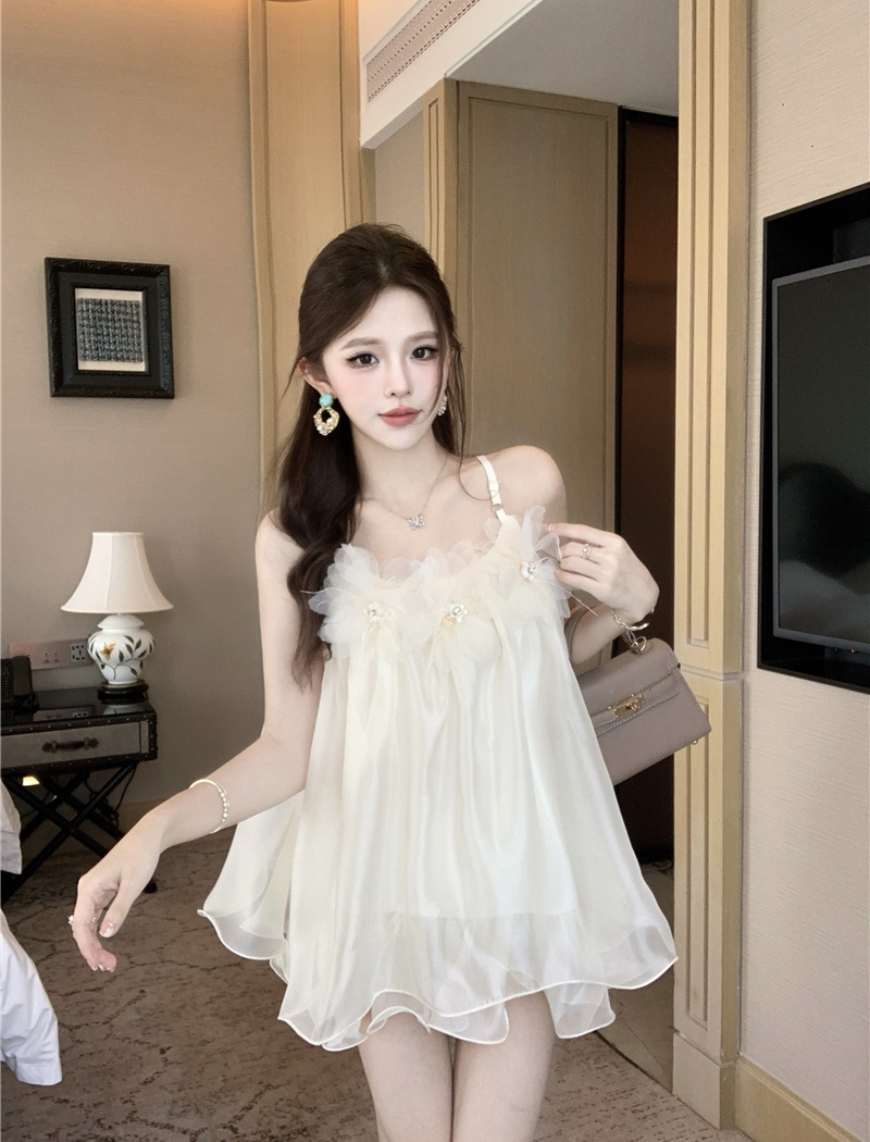 Temperament flowers shirt sling summer tops for women