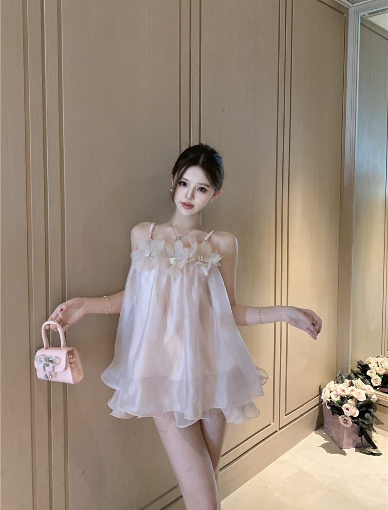 Temperament flowers shirt sling summer tops for women