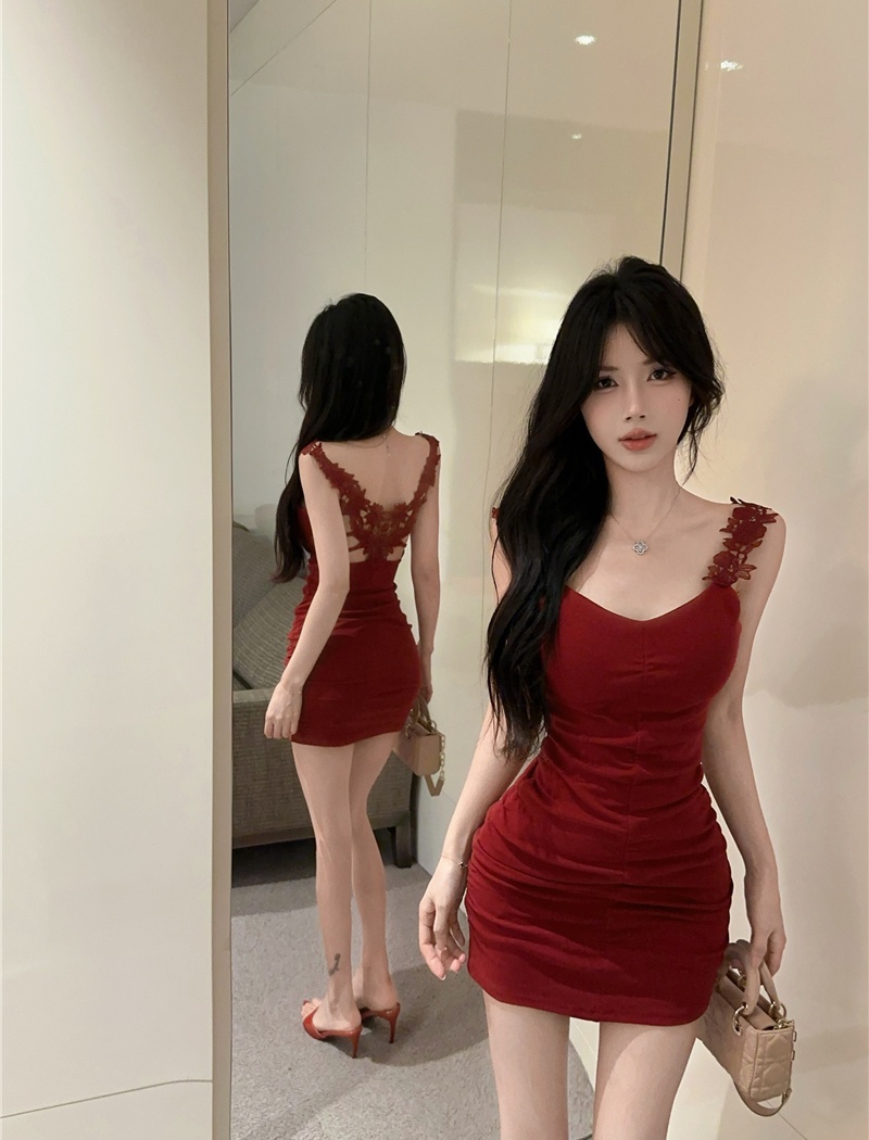 Spicegirl halter package hip crochet dress for women