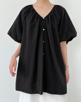 Summer loose shirt lazy puff sleeve cardigan for women