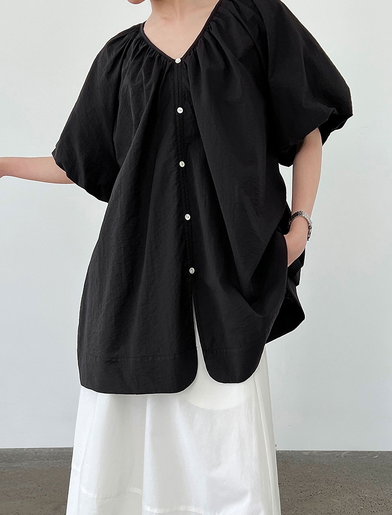 Summer loose shirt lazy puff sleeve cardigan for women