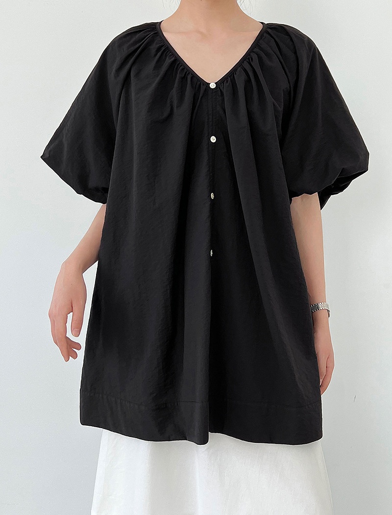 Summer loose shirt lazy puff sleeve cardigan for women