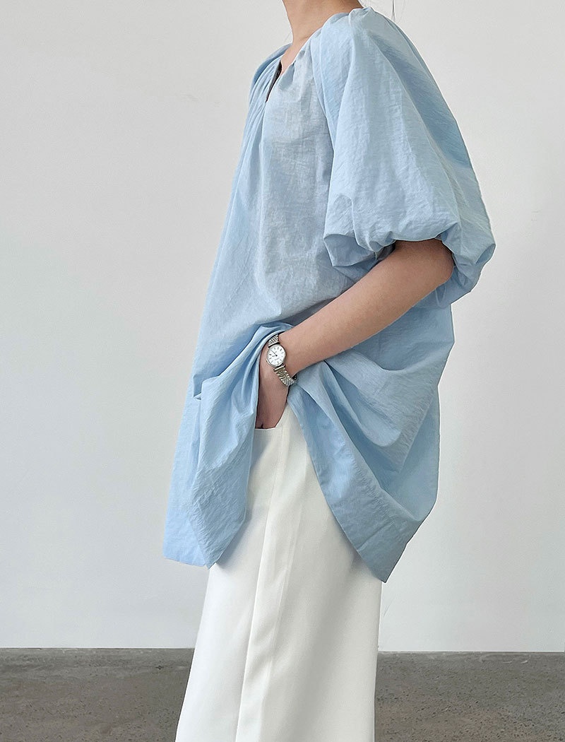 Summer loose shirt lazy puff sleeve cardigan for women