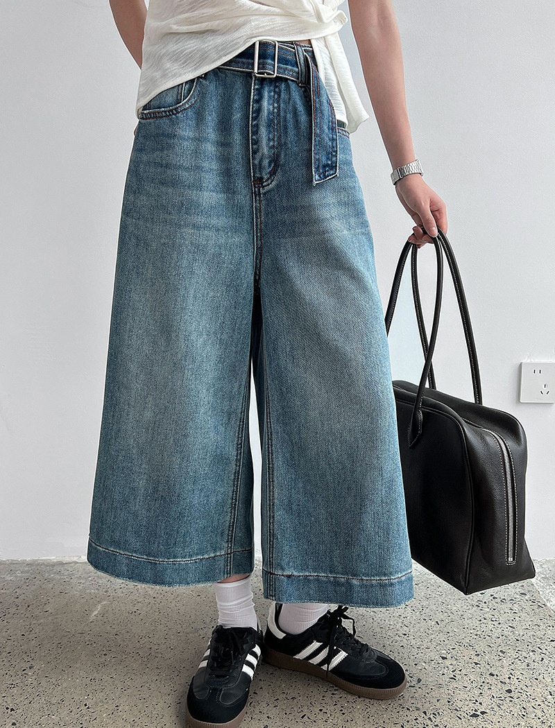 Loose seven tenths five pants blue jeans for women