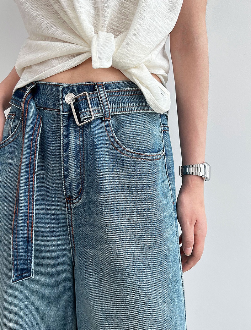 Loose seven tenths five pants blue jeans for women