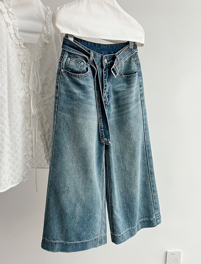 Loose seven tenths five pants blue jeans for women