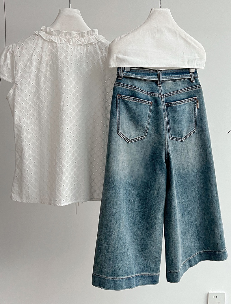 Loose seven tenths five pants blue jeans for women
