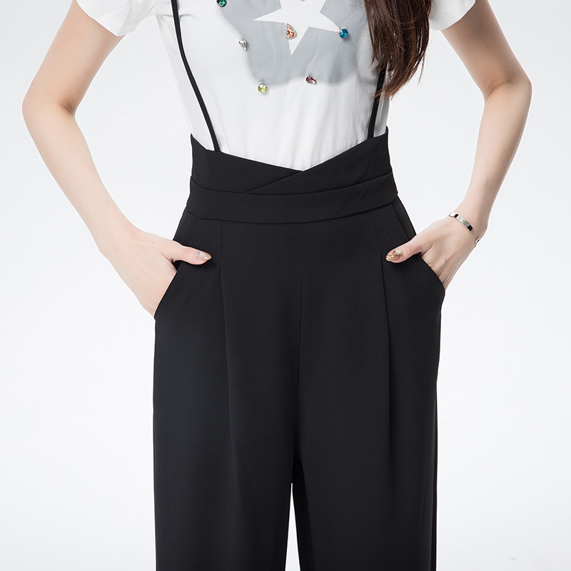 Summer loose jumpsuit sling wide leg pants for women