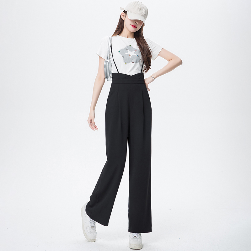 Summer loose jumpsuit sling wide leg pants for women
