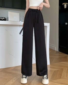 Satin jacquard wide leg pants autumn and winter casual pants