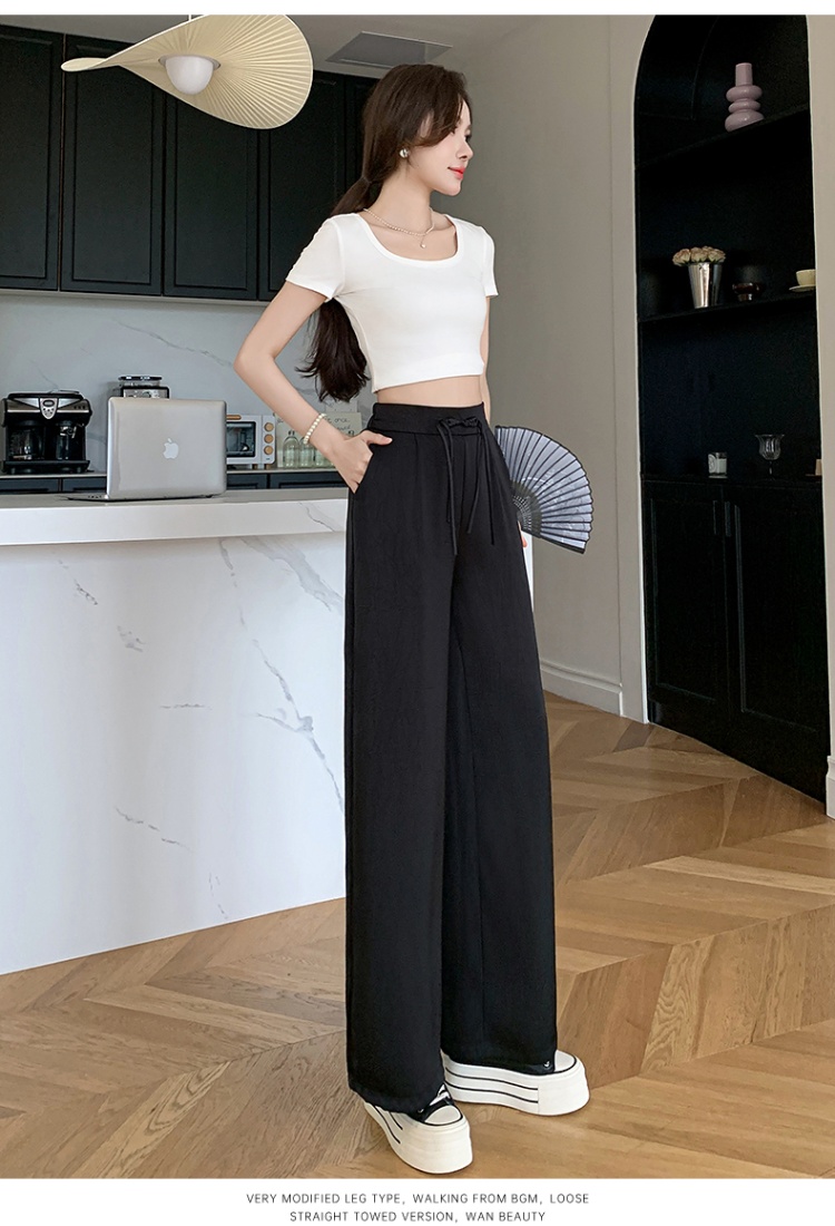 Satin jacquard wide leg pants autumn and winter casual pants