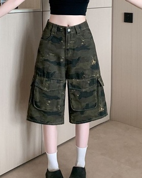 Summer camouflage wide leg pants straight loose shorts
